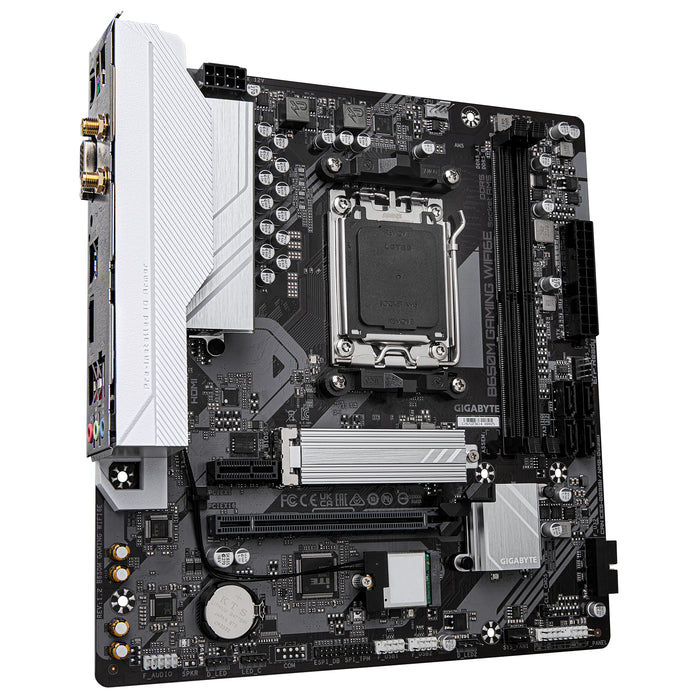 GIGABYTE B650M GAMING WIFI6E Motherboard - AMD Ryzen 9000 Series CPUs, 5+2+2 Phases VRM, up to 6400MHz DDR5 (OC), 1xPCIe 4.0 M.2, 2.5 GbE LAN, WIFI 6E, USB 3.2 Gen 1