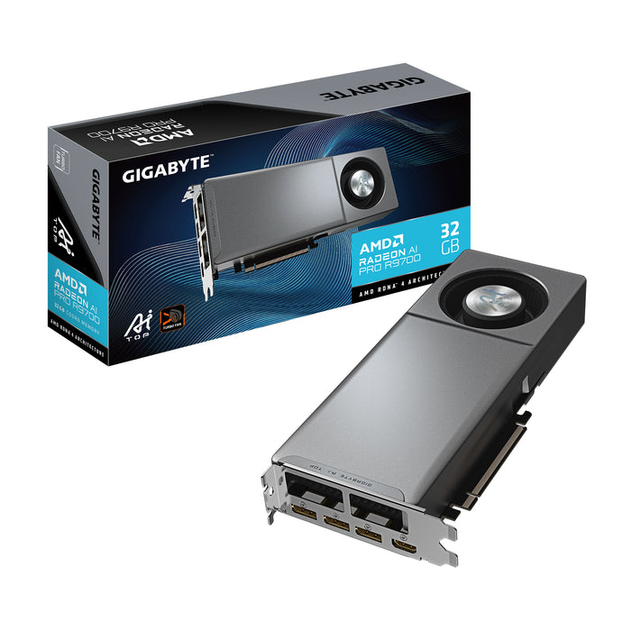 GIGABYTE Radeon AI PRO R9700 AI TOP 32G Graphics Card- 32GB GDDR6, 256 bit, PCI-E 5.0, 2920MHz Core Clock, 3 x DP, 1 x HDMI, GV-R9700AI TOP-32GD 1.1