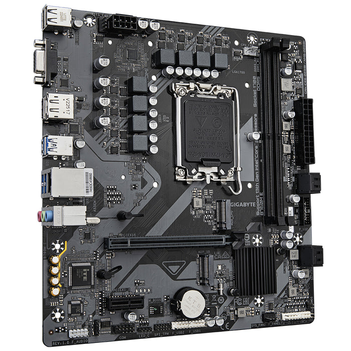 GIGABYTE B760M E Motherboard - Supports 14th Gen. Intel Core CPUs, 6+1+1 phases VRM, up to 7200MHz DDR5 (OC), 2xPCIe 4.0 M.2, 1 GbE LAN, USB 3.2 Gen 1