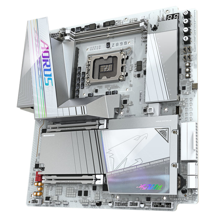 GIGABYTE Z890 AORUS TACHYON ICE Motherboard - Supports Intel Core Ultra (Series 2) CPUs, 18+1+2 phases VRM, up to 9500MHz DDR5 (O.C), 1xPCIe 5.0 + 3xPCIe 4.0, Wi-Fi 7, 5GbE LAN, USB 3.2 Gen 2x2