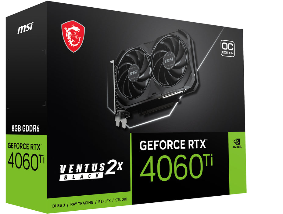 MSI VENTUS GeForce RTX 4060 Ti 2X NEGRO 8G OC