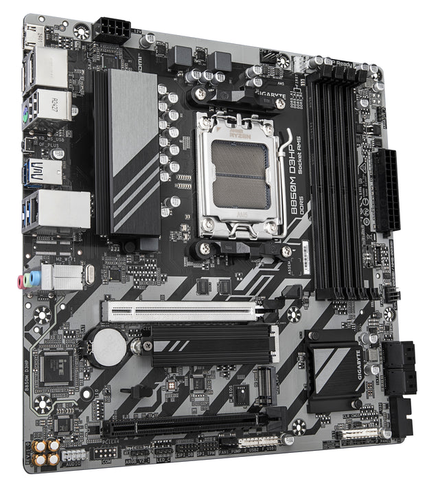 GIGABYTE B850M D3HP Motherboard - AMD Ryzen 9000 Series CPUs, 5+2+2 Phases Digital VRM, up to 8200MHz DDR5 (OC), 1xPCIe 5.0 + 1xPCIe 4.0 M.2, GbE LAN, USB 3.2 Gen 2
