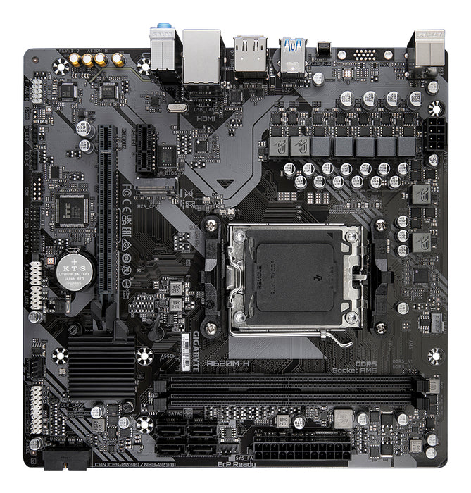 GIGABYTE A620M H Motherboard - Supports AMD Ryzen 8000 CPUs, 5+2+2 Phases Digital VRM, up to 7200MHz DDR5 (OC), 1xPCIe 4.0 M.2, GbE LAN, USB 3.2 Gen 1