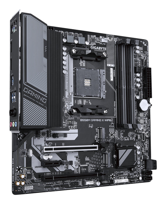 GIGABYTE B550M GAMING X WIFI6 Motherboard - AMD Ryzen 5000 CPUs, 5+3 Phases VRM, up to 3200MHz DDR4, 1xPCIe 4.0 + 1xPCIe 3.0 M.2, Wi-Fi 6, 1GbE LAN, USB 3.2 Gen 1