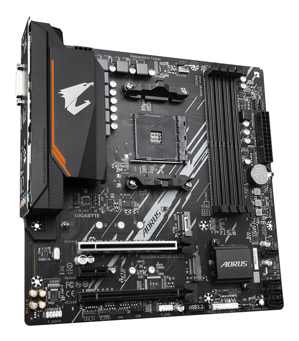 GIGABYTE B550M AORUS ELITE Motherboard - AMD Ryzen 5000 CPUs, 5+3 Phases VRM, up to 4733MHz DDR4, 1xPCIe 4.0 + 1xPCIe 3.0 M.2, 1GbE LAN, USB 3.2 Gen 1