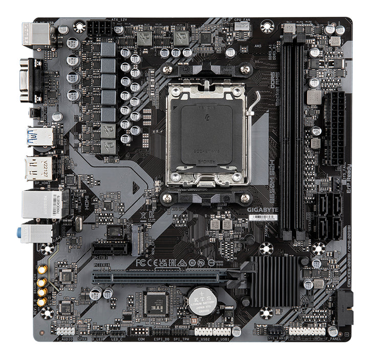 GIGABYTE B650M S2H Motherboard - AMD Ryzen 9000 Series CPUs, 5+2+2 Phases VRM, up to 6400MHz DDR5 (OC), 1xPCIe 4.0 M.2, GbE LAN, USB 3.2 Gen 1