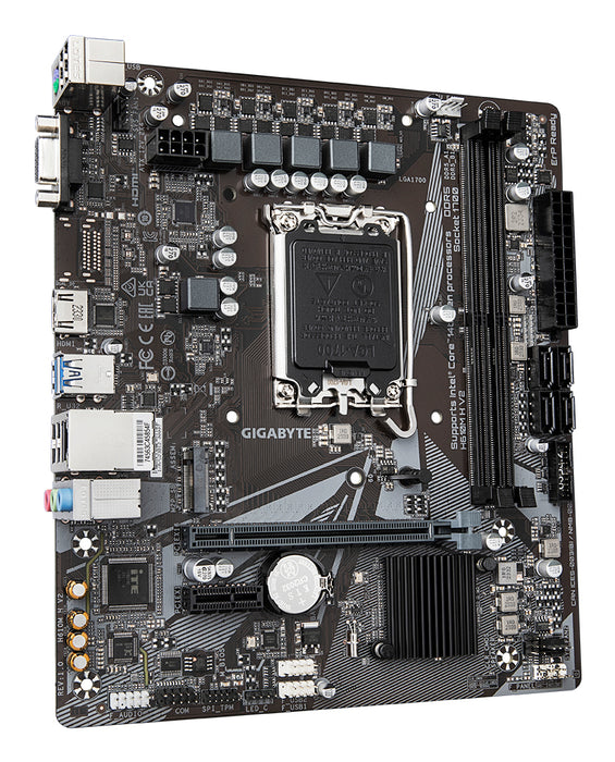 GIGABYTE H610M H V2 Motherboard - Supports Intel Core 14th CPUs, 4+1+1 Hybrid Digital VRM, up to 5600MHz DDR5, 1xPCIe 3.0 M.2, GbE LAN, USB 3.2 Gen 1