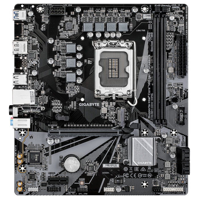 GIGABYTE H610M D3W WIFI6 Motherboard - Supports 14th Gen. Intel Core CPUs, 5+1+1 phases VRM, up to 5600MHz DDR4, 1xPCIe 3.0 M.2, Wi-Fi 6, 1GbE LAN, USB 3.2 Gen 1