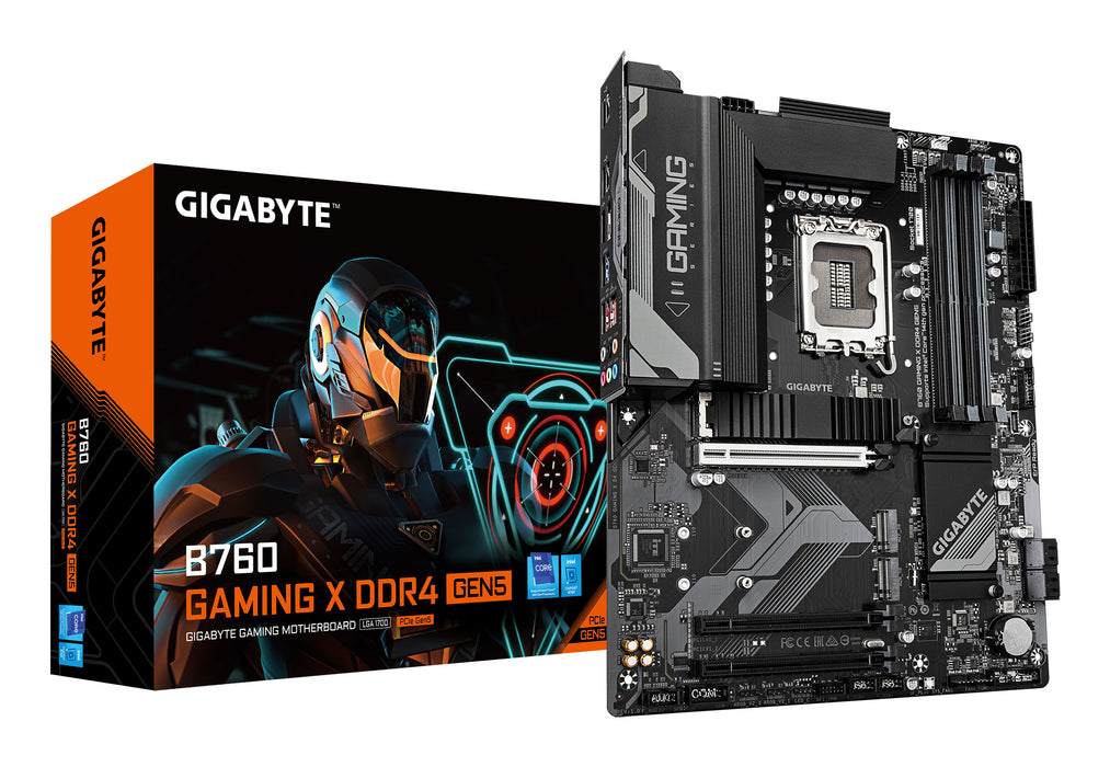 GIGABYTE B760 GAMING X DDR4 GEN5 Motherboard - Supports 14th Gen. Intel Core CPUs, 8+1+1 phases VRM, up to 5333MHz DDR4 (OC), 3xPCIe 4.0 M.2, 2.5GbE LAN, USB 3.2 Gen 2