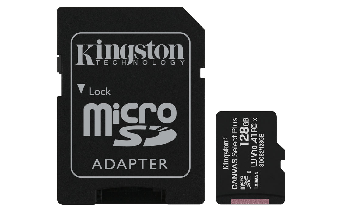 Tarjeta Kingston Technology Canvas Select de 128 GB micSDXC Plus 100R A1 C10 + ADP
