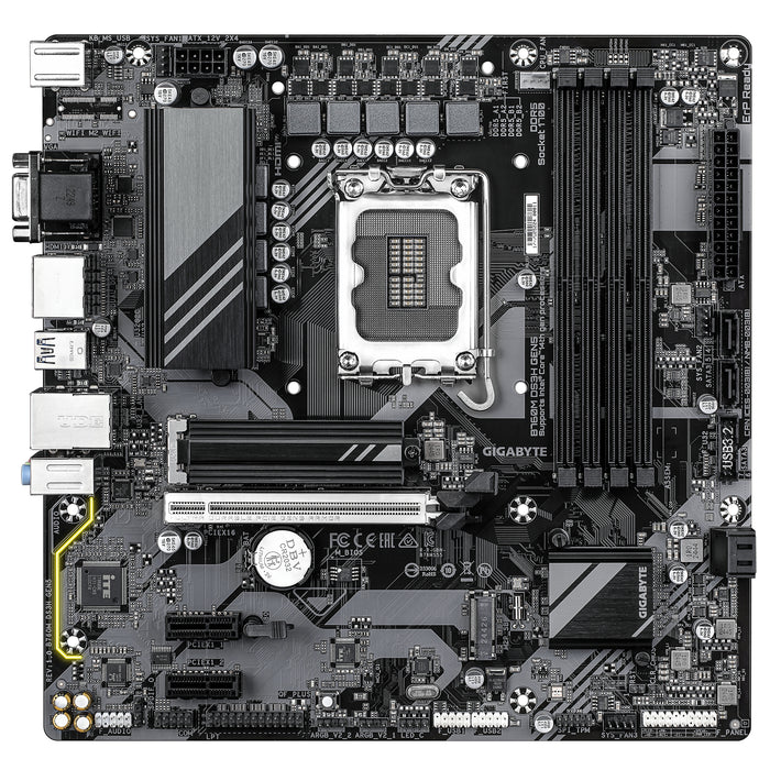 GIGABYTE B760M DS3H GEN5 Motherboard - Supports Intel Core 14th Gen CPUs, 6+2+1 Phases Digital VRM, up to 5600MHz DDR5, 2xPCIe 4.0 M.2, 2.5GbE LAN, USB 3.2 Gen2