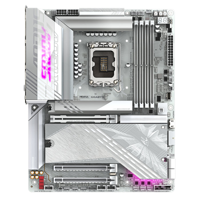 GIGABYTE Z890 AORUS ELITE X ICE Motherboard - Supports Intel Core Ultra (Series 2) CPUs, 16+1+2 phases VRM, up to 9500MHz DDR5 (OC), 1xPCIe 5.0 + 4xPCIe 4.0, Wi-Fi 7, 2.5GbE LAN, Thunderbolt 4